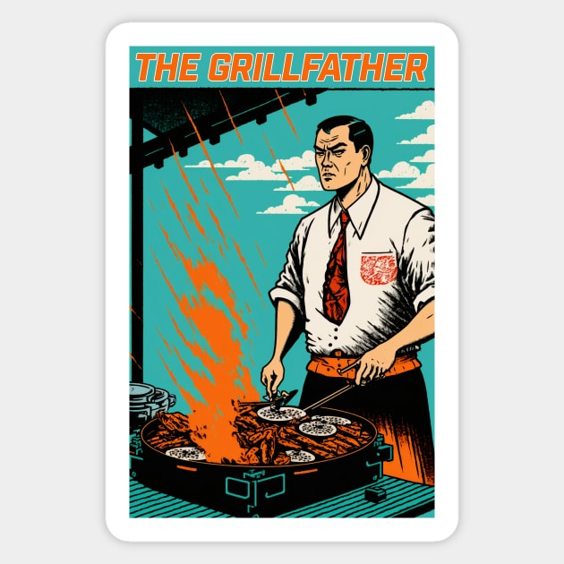 The Grillfather Funny BBQ Grilling Sticker by JigglePeek